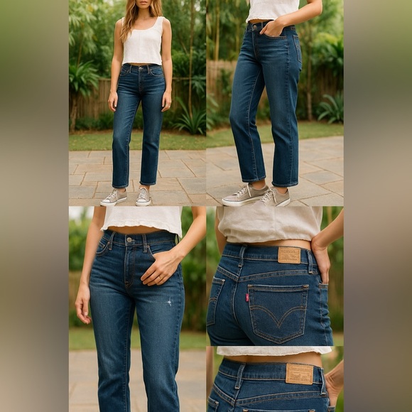 Levi’s Classic Straight Leg Jeans Women’s 14M Dark Wash Stretch Denim - Picture 7 of 15